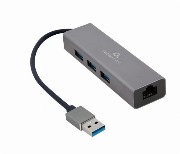 Gembird USB AM Gigabit network adapter with 3-port USB 3.0 h