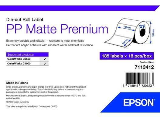Epson PP Matte Label Premium, Die-cut Roll, 102mm x 152mm, 1