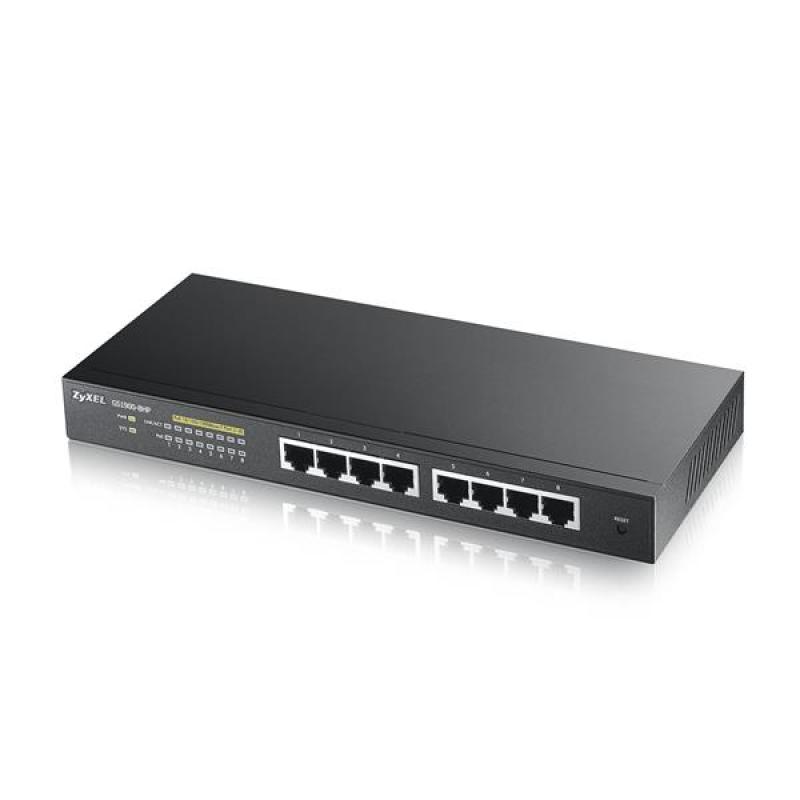 Zyxel GS1900-8HP v3, 8-port GbE L2 PoE Smart Switch, 802.3at