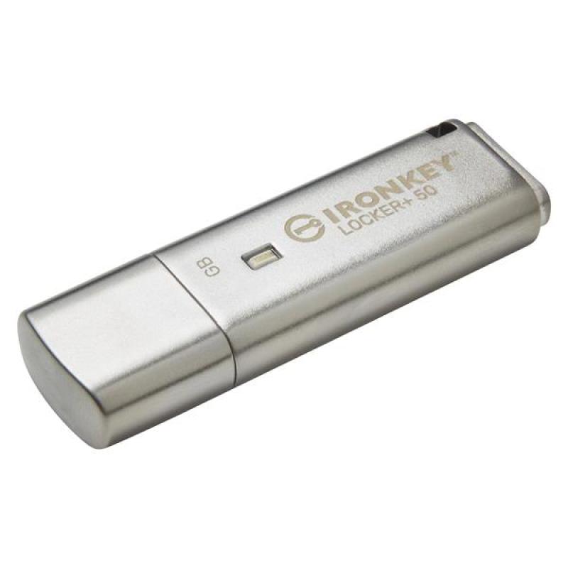 16 GB . USB 3.2 kľúč . Kingston IronKey Locker+ 50, striebor