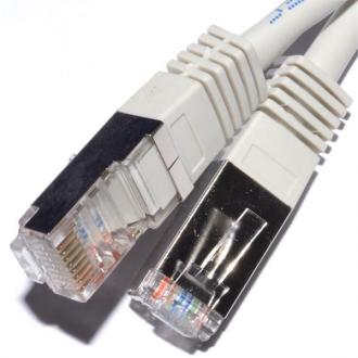OEM patch kábel Cat.6A, SFTP, LS0H - 5m, šedý/biely