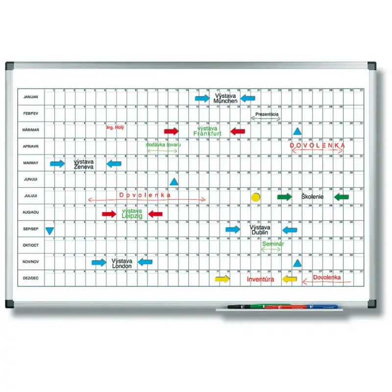 Plánovacia tabuľa ročná PREMIUM horizontálna 60x90 cm LM411000