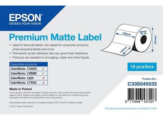 Epson Premium Matte Label - Die-cut Roll: 102mm x 152mm, 225