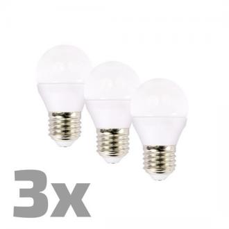 Solight ECOLUX LED žiarovka3-pack, miniglobe, 6W, E27, 3000K