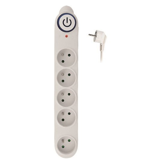 Solight prepäťová ochrana, 150J, 5 zásuviek, 1,5m, biela