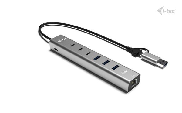 i-tec USB-C/USB-A Metal HUB 6 port (3x USB-C, 3x USB-A), LAN