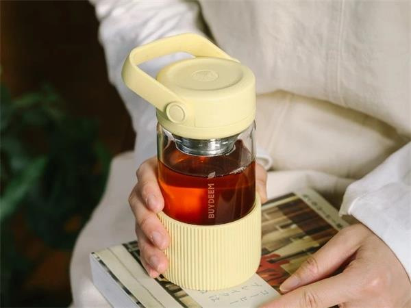 BUYDEEM Prenosná sklenená čajová fľaša 350 ml, model CD1008,