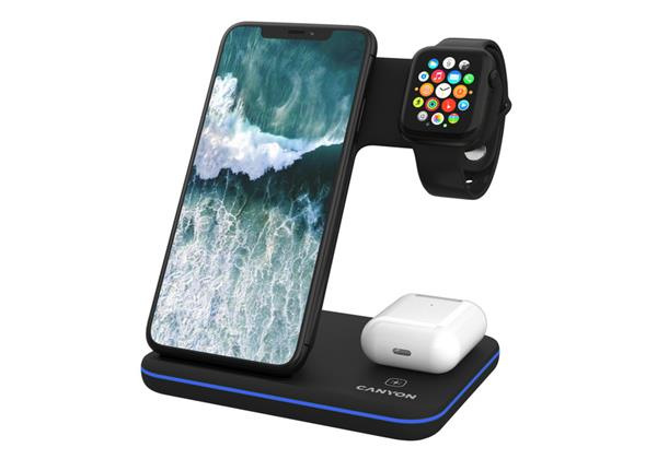 Canyon WS-303, 3v1, bezdrôtová Qi nabíjacia stanica pre 3 za