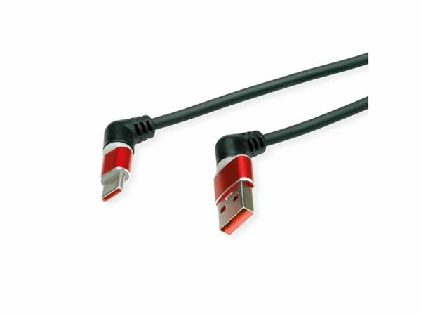Kábel USB 2.0 AM/CM Typ C 1m, High Speed, čierny/červený, uh