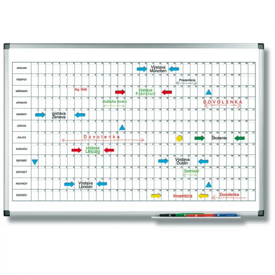 Plánovacia tabuľa ročná PREMIUM horizontálna 60x90 cm LM411000