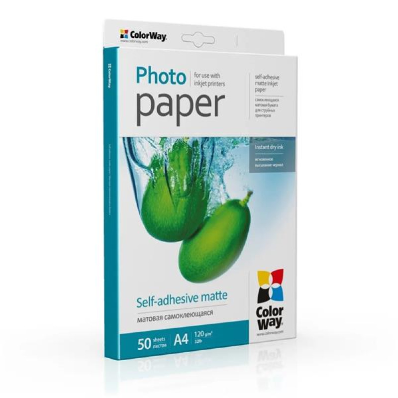 ColorWay Fotopapier Matný, Samolepiaci, 120g/m2,50ks,A4