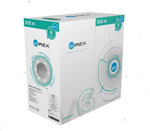 WIREXInstalační kabel CAT6 U/UTP PVC/ ECA 305m box šedý