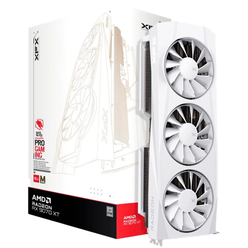 XFX Radeon RX-9070XT Quicksilver White Magnetic Air Edition