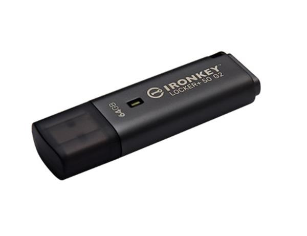 64 GB . USB 3.2 kľúč . Kingston IronKey Locker+ 50 G2, strie