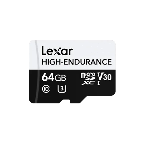 64GB Lexar® High-Endurance microSDHC/microSDXC™ UHS-I cards,