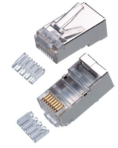 CNS tienený konektor STP RJ45-8p8c,50µ" Au, lanko,skladaný,