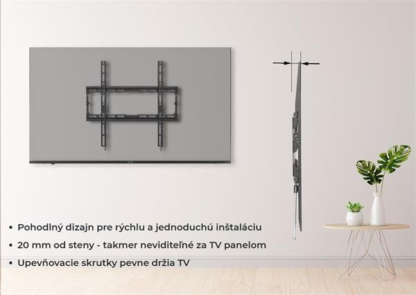 KIVI TV fixný nástenný držiak, VESA max 200x200 , 23" - 43",