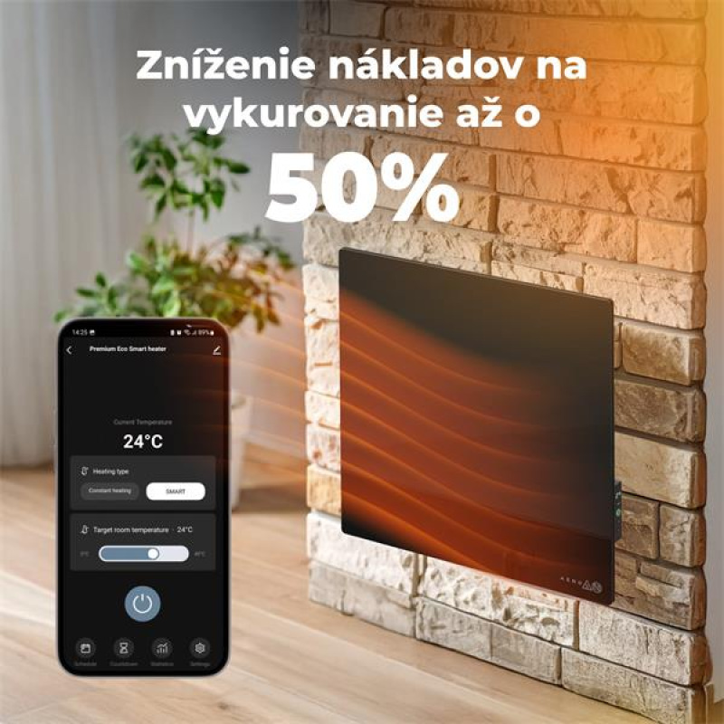 AENO AGH12S Premium QUADRO Smart Ohrievač, Čierny, LED, WI-F