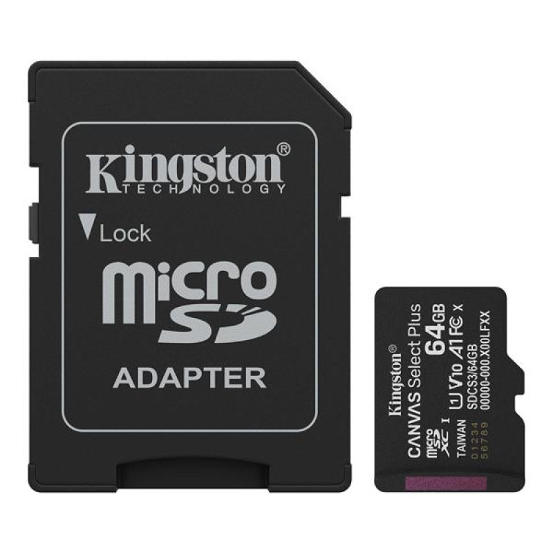 64 GB . microSDXC karta Kingston Canvas Select Plus U1, V10,