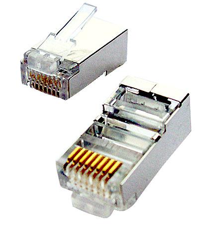 Tienený konektor STP RJ45-8p8c,50µ" Au, lanko, Cat5, (100ks)