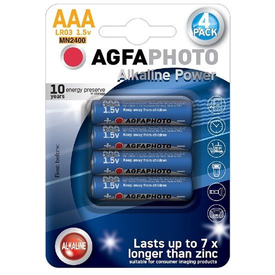 AgfaPhoto Power alkalická batéria 1.5V, LR03/AAA, blister 4k