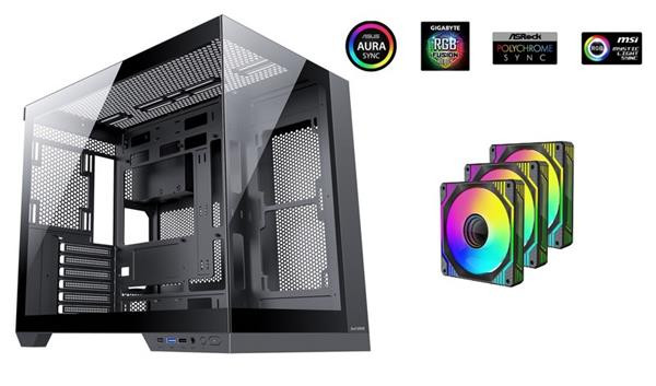 1stCOOL CubeTower DREAMER, skrinka ATX, 3x ARGB ventilátor +
