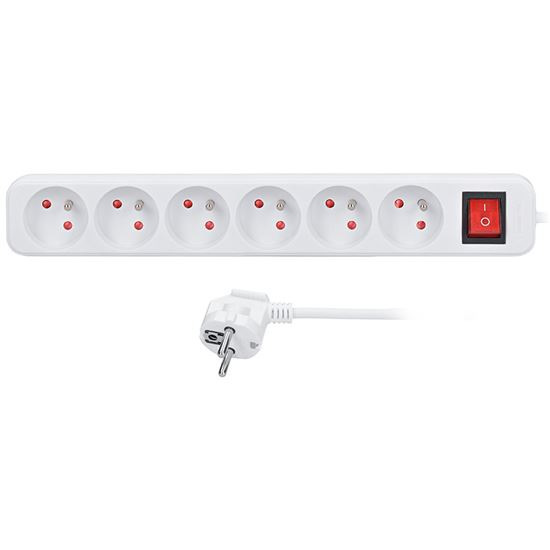 Solight predlžovací prívod 3m, 6 zásuviek, vypínač, 16A/3680