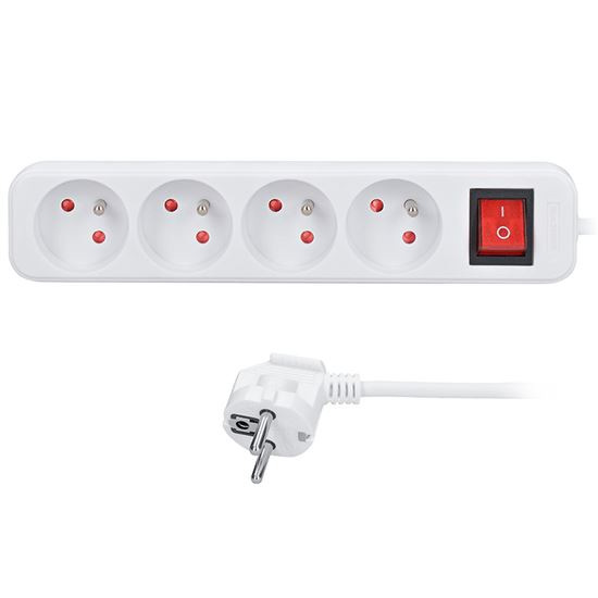 Solight predlžovací prívod 5m, 4 zásuvky, vypínač, 16A/3680W