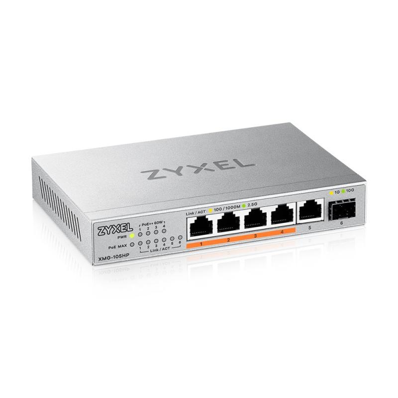 Zyxel XMG-105 5 Ports 2,5G + 1 SFP+, 4 ports 70W total PoE++