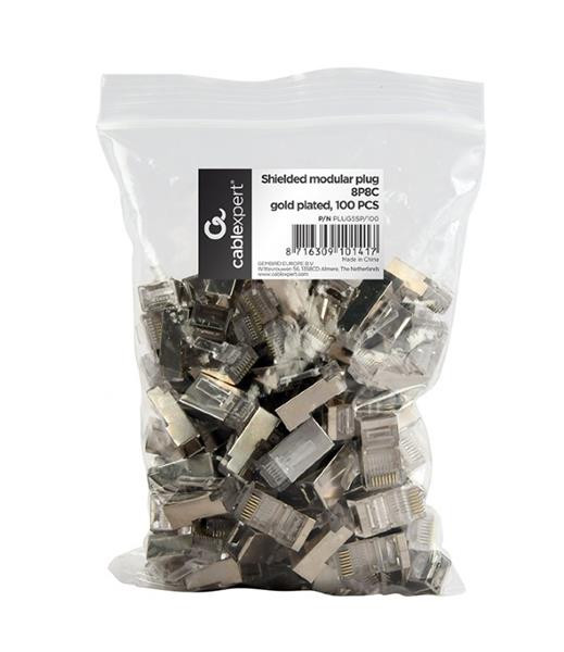Gembird Shielded modular plug 30u" gold plated, 100 pcs per