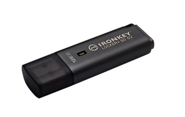 128 GB . USB 3.2 kľúč . Kingston IronKey Locker+ 50 G2, stri
