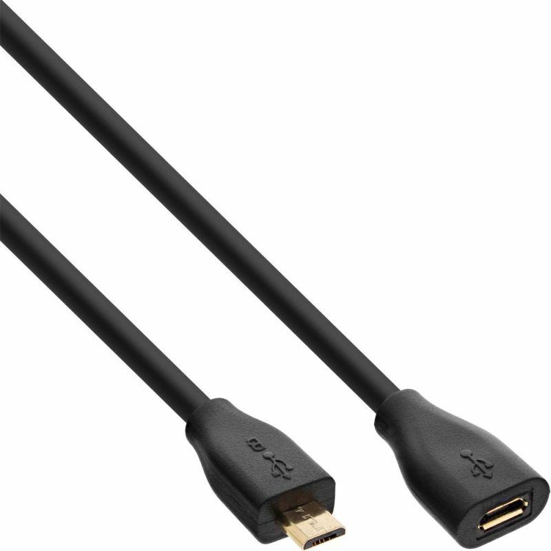 Roline Kábel USB 2.0 MICRO-B M/F 3m, High Speed, čierny, pre