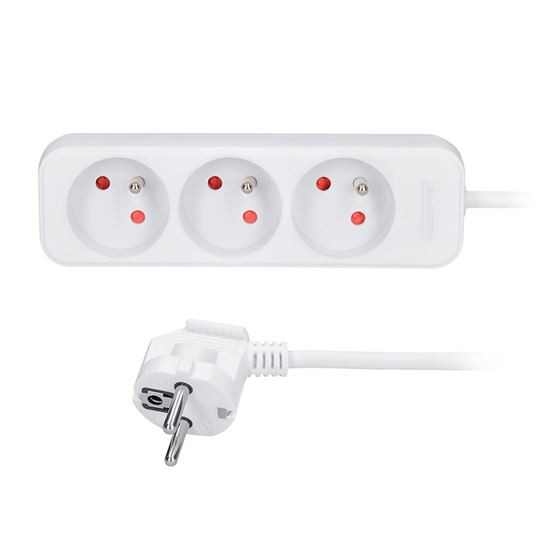 Solight predlžovací prívod 5m, 3 zásuvky, 16A/3680W, PVC, bi