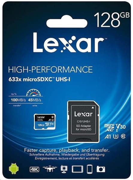 128GB Lexar® High-Performance 633x microSDXC™ UHS-I, up to 1