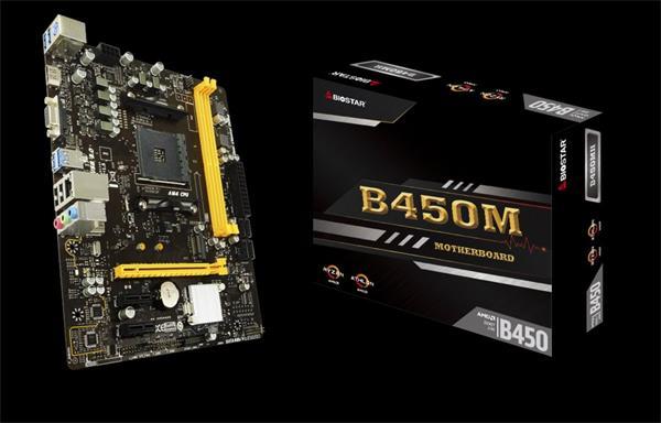 Biostar Main Board, AMD B450 , soc AM4, mATX, HDMi, D-sub