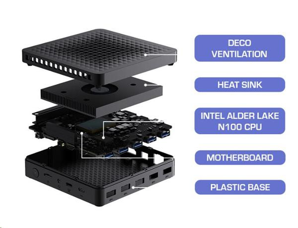 Prestigio solutions Mini PC,ALDER LAKE N100, 3,4GHz, 8GB RAM, 256GB SDD M.2,INTEL Gr,WIFI 3