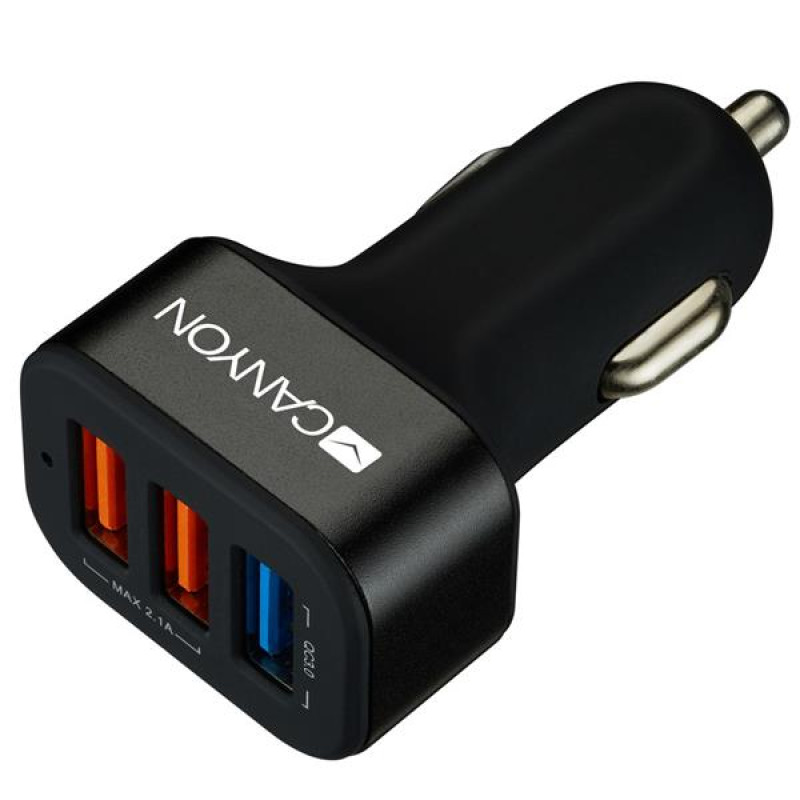 Canyon C-07, univerzálna autonabíjačka, 2x USB, + 1x Quick C