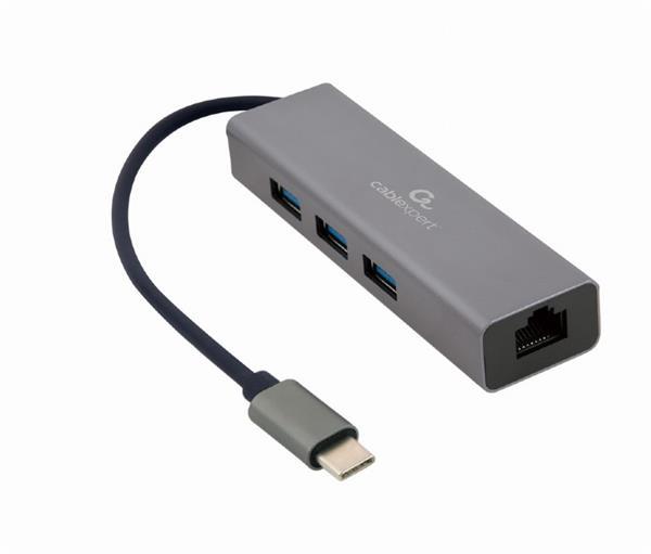 Gembird adaptér USB-C (M) na Gigabit LAN (F) + 3x USB 3.1 hu