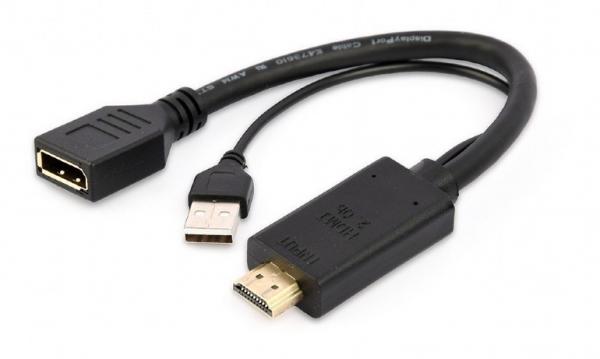 Gembird adaptér DisplayPort (M) na HDMI (F), 4K aktívny, káb