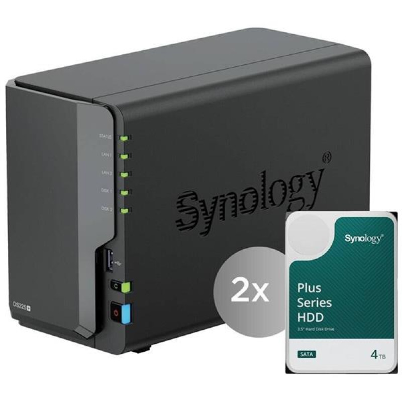 Synology™ DiskStation DS225+, 2-bay NAS, vratane 2ks HDD 4TB