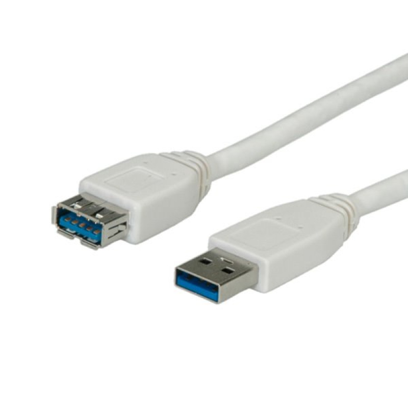 Kábel USB 3.2 Gen 1, A-A M/F 0.8m, 5Gbps, predlžovací, biely
