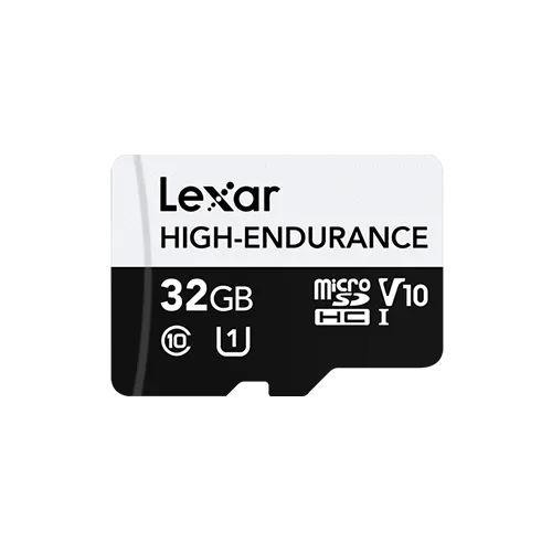 32GB Lexar® High-Endurance microSDHC/microSDHC™ UHS-I, up to