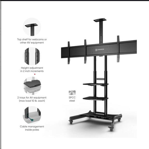 ONKRON Mobilný TV stojan na dva  40''- 65'' monitory  do  45