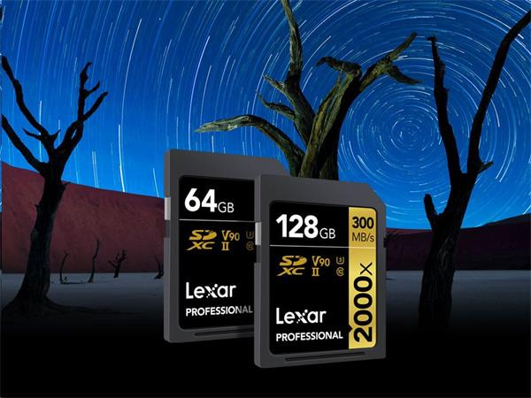 32GB Lexar® Professional 2000x SDHC™ UHS-II cards, up to 300