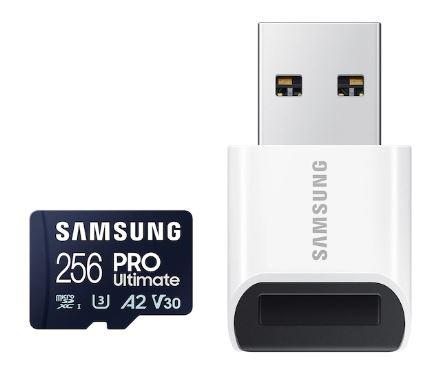 256 GB . microSDXC karta Samsung PRO Ultimate + USB adapter