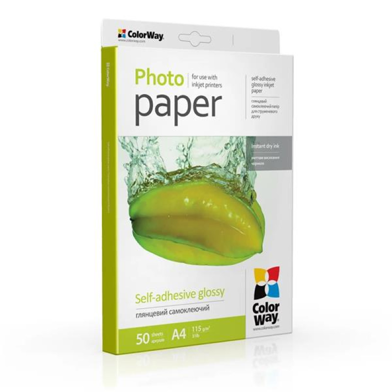 ColorWay Fotopapier Lesklý, Samolepiaci, 115g/m2,50ks,A4