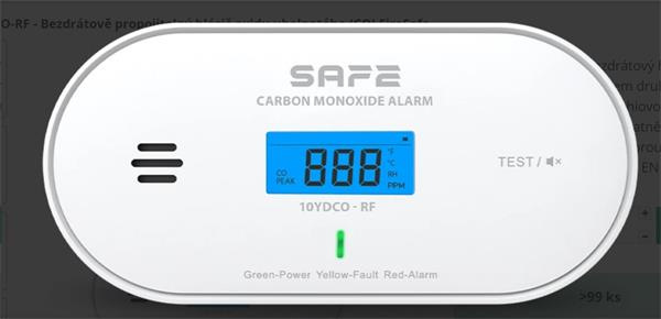Pro safe etektor oxidu uhoľnatého (CO) s displejom