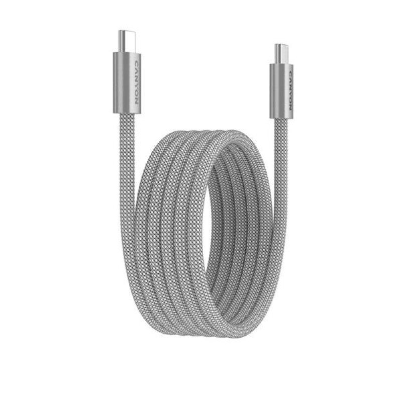 Canyon CCMG60AB15, 1 m kábel, USB-C / USB-C, magnet, PD 60 W