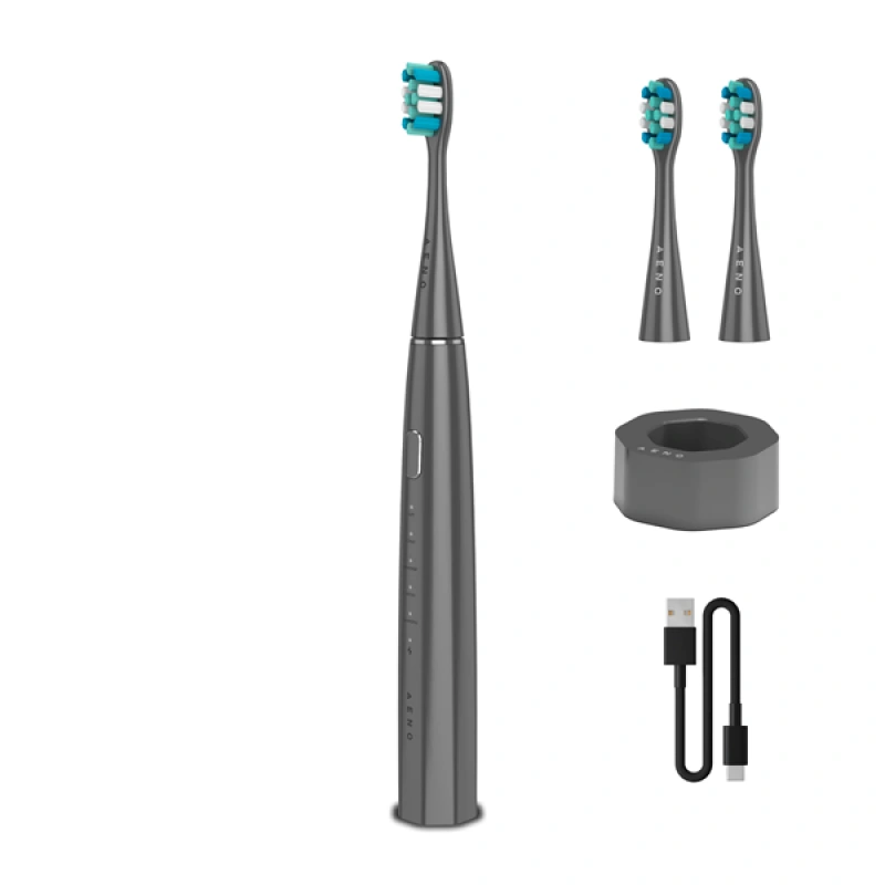 AENO sonická zubná kefka DB10G, farba šedá, 5 módov, 3 náhra