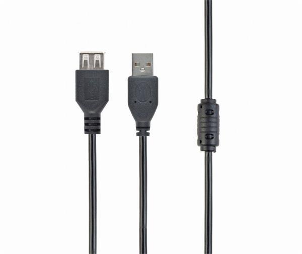 Gembird kábel USB 2.0 (AM - AF), predlžovací, 3 m, čierny